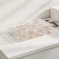 Acrylic Clear Multi-Compartment Jewelry Display Tray for Earrings Bracelets Beads