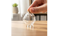 Valentine's Day Gift Mini Pig Glass Bottle Compact Size Transparent Pig Currency Bank Stable Base Clear Glass Coin Jar Cork Stopper for Bedroom