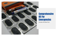 Tire Repair Patch Kit, Cold Patch Glue, Lever Bar, Abrasive Tool, Multi-Functional Set for Bike, Motorcycle, E-Bike