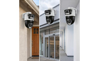 Two-Way Voice Outdoor Camera with Wall-Mount Bracket Waterproof Dual Lens Security Camera Power over Ethernet Wired for Homeowners, Shop Owners, Home Entrances, Yards, Shops