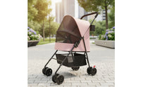 Breathable Pet Stroller with Cup Holder Four-Wheel Foldable Pet Stroller Lightweight Compact for Dogs, Cats, Daily Walks, Outdoor, Travel