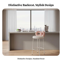 Nordic Design Upholstered Stool with supportrest Light Luxury design Spindle support Counter Stool Padded Seat High Chair Sturdy construction for Homeowners, Business Owners, Interior Designers, Cafe, Restaurant, Bistro, Kitchen