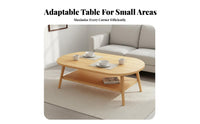 Space Saving 2-Tier Oval Coffee Table Double Layer Storage Oval Table with Shelf Simple Design Living Room Furniture Contemporary Design for Apartment Dwellers, Families, Homeowners, Home, Office Lounge