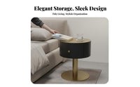 Italianinfluenced Round Side Table Light Luxury Cylindrical highlight Table Minimalist Design Nightstand Modern & aesthetic for Interior Designers, Homeowners, Bedroom, Small areas, Living Room, Lounge