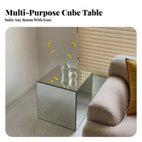 Mirrored Cube Table Minimalist Design Mirrored Display Furniture Mirror Finish Photography Prop for Homeowners, Renters, Bedroom
