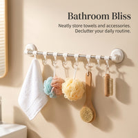 Students' Multi-Hook Rack for Dorm and Home Organization, Traceless Organizer Hooks for Secure Storage, No-Drill Kitchen Towel