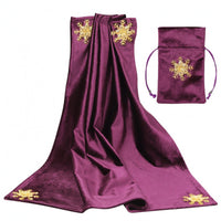 Gold Snowflake Motif Divination Tablecloth and Pouch Set Shiny Material Divination Cloth Set Stitched Edges Drawstring Pouch Smooth Texture