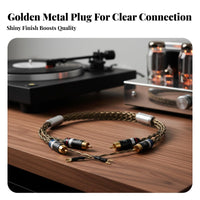 Turntable Tonearm Cable Shiny-Plated LP Vinyl Player Audio Cable