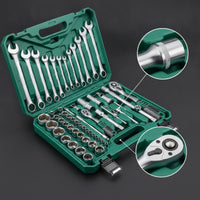 61 Pieces Automotive Tool Set with Case Chrome Finish Vehicle Tool Kit Socket Set for Home Mechanics, Mechanics, Garage, Home Workshop