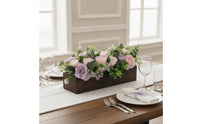 Artificial Flower Arrangement with Rustic Wooden Planter Box Farmhouse Tabletop Floral Arrangement Full Decor for Banquets