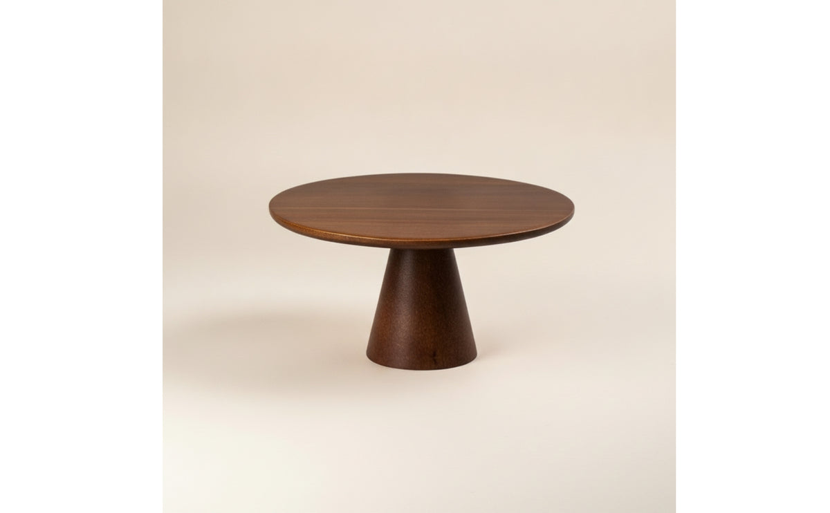 Acacia Pedestal Serving Tray Round Wood Display Riser Brown Cake Stand with Pedestal Elevated for Hosts, Bakers, Home Entertaining, Afternoon Tea, Tabletop Styling