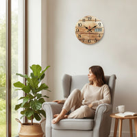 Analog Wall Clock with LCD Display Silent for Bedroom