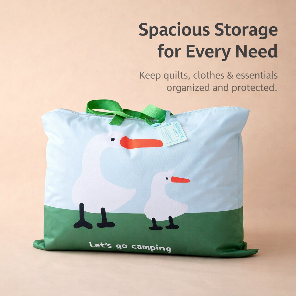 Oxford Cloth Quilt Storage Bag Large for Travel, Heavy-Duty Tote Bag with Zipper for Bedding Clothes, Home Storage Organizer for Students Dorm Room