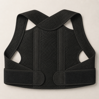 Adjustable Back Brace, Breathable Back Support with Spinal Support, Unisex Posture Brace for Office Workers, Black Mesh Material