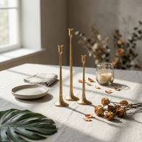 3 Pieces Metal Candlestick Holders Vintage-Style Taper Candle Holder Stable