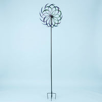 Rainbow Metal Wind Spinner for Yard, Large Garden Windmill Decoration, Outdoor Lawn Ornament, Multi Tier Iron Frame Construction