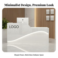 Modern Reception Desk Baked Paint Finish Modern Front Desk with Storage Sturdy Construction Reception Workstation with Drawers for Workplaces