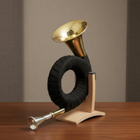 Brass Instrument Gold Colored French Brass Instrument Includes Stand Musical Equipment for Orchestra, Band, Practice