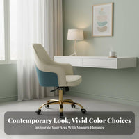Minimalist Design Upholstered rotating Chair with Casters High backrest backrestrest Adjustable Rolling Chair Easy Assembly Office Furniture for Students, work-from-home Workers, Study Room, Bedroom, Workplace