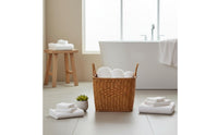 Multi-Purpose Imitation Rattan Basket with Handles Stylish Design Woven Laundry Basket Long-Lasting for Bathroom, Living Room, Bedroom