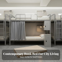 Dormitory Bunk Bed Sturdy Construction Metal Frame Bunk Bed High Guardrail Industrial Bunkbed for Students, Dorm Residents, Hostel, Guest Room
