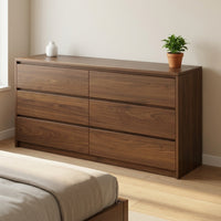 6-Drawer Dresser Handleless 6 Drawer Dresser Floor-Standing Storage Cabinet with Drawers for Bedroom, Living Room, Apartment