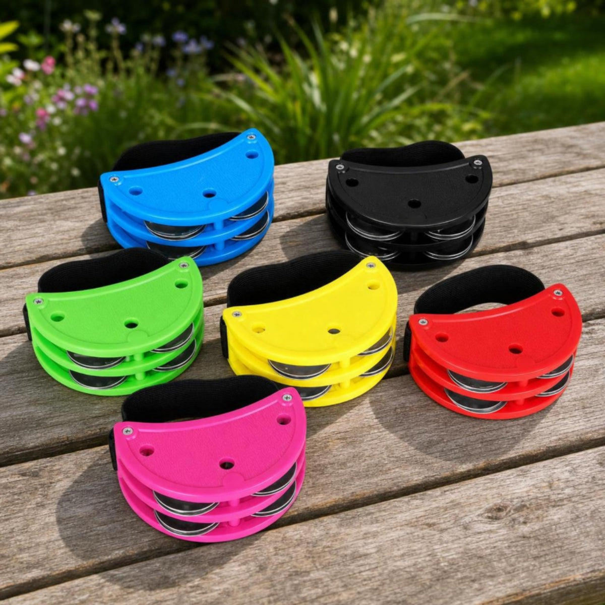 6 Pieces Foot Tambourine Hands Foot Percussion Double-Row Percussion Instrument for Guitarists, Music Students, Live Performance, Acoustic Gigs