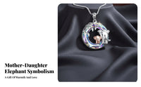 Mom Daughter Necklace Silver and Blush Gold Elephant Charm for Mother’s Day