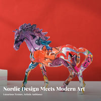Nordic Design Water Transfer Print Horse Modern Decor Running Horse Statue Original Design for Living Room, Desktop, Bookshelf