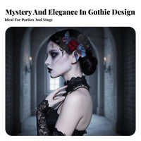 Gothic Flower Fascinator Vintage Inspired Halloween Mesh Covering Hair Fastener Flower Mesh Hair Fastener Retro Design Dark