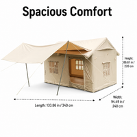 Inflatable Tent, 3-4 Person Air Tent with Instant Setup, Oxford Cloth Camping Tent with Living Area & Skylight, Sandy