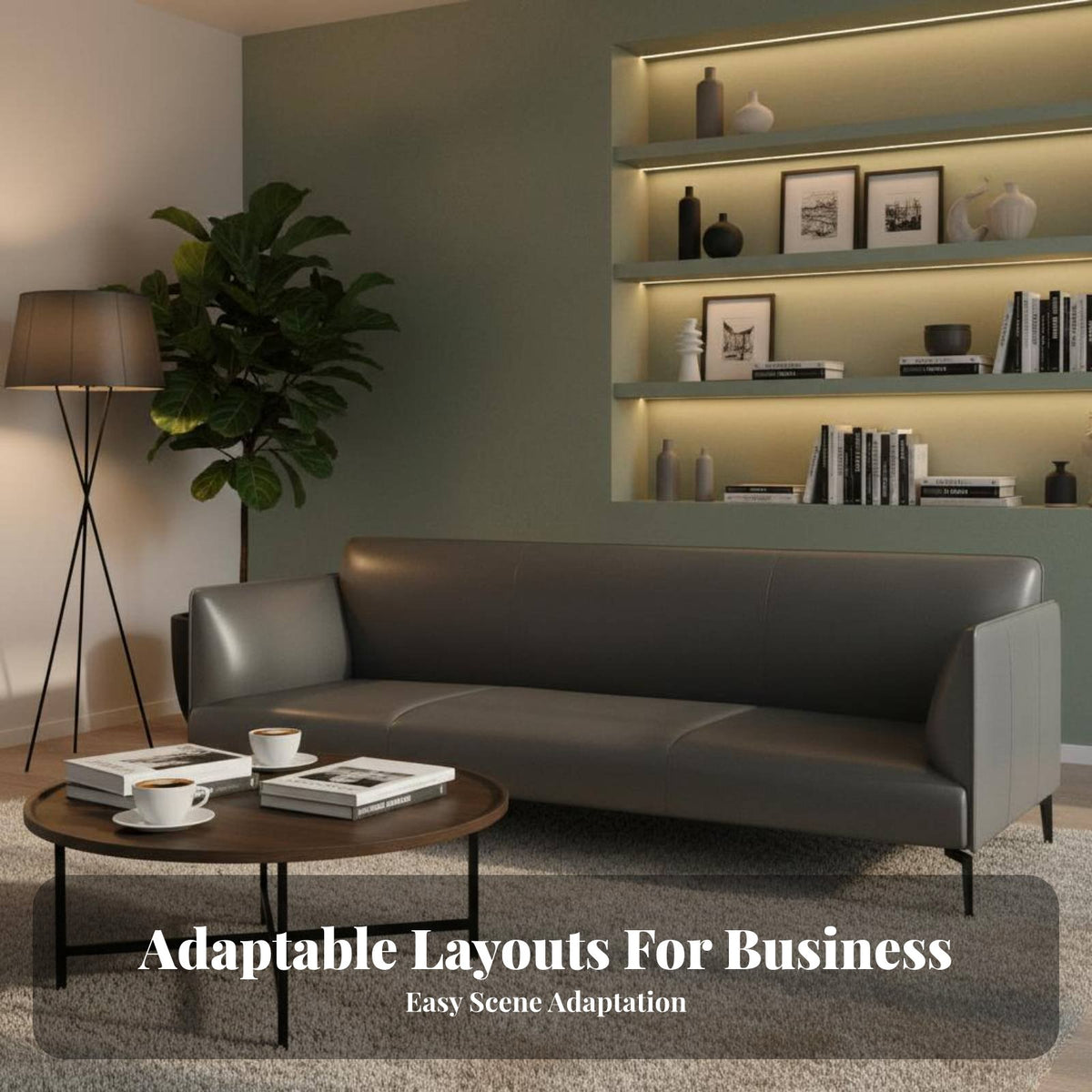 3 Pieces Nordic Design Sofa, Armchair, and Table Set Modern aesthetic Multi-Piece sectional Sofa Minimalist Aesthetic Reception Seating Soft Upholstery for Business Visitors, Office Managers, Interior Designers, Lounge, Waiting Room, Lobby, Breakroom