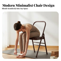 PU Leather Seat Iyengar Mind-Body Practice Chair Foldable Mind-Body Practice Chair Portable Stable & Long-Lasting for Beginners, Seniors, Home Gym
