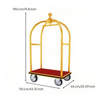 Hotel Luggage Trolley Stainless Steel Hotel Luggage Cart Smooth-Rolling Cart for Attendants, Lobbies