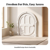White Arched Pet Flap ABS Plastic Hinged Oval Pet Door