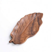 Decorative Leaf Shaped Tray Elegant Walnut Serving Tray Rustic Wooden Platter Minimalist for Tabletop Display