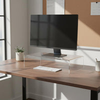 Transparent Desk Riser Rounded Edges Computer Display Stand Crystal Polished