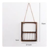 Decorative Hydroponic Wall Planter Natural Wood Wooden Frame Glass Planter Minimalist Design Hanging Test Tube Vase Sturdy Construction