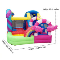 Multicolor Inflatable Bouncy Castle for Garden, Large Kids Bouncy House with Slide & Climbing Wall, PVC Tarpaulin Outdoor Play Centre 280x300x220cm
