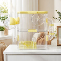 Hamster Cage for Dwarf Hamster, All Clear Single Level Indoor Pet Cage, Simple Style All Seasons Hide for Small Pet Mice