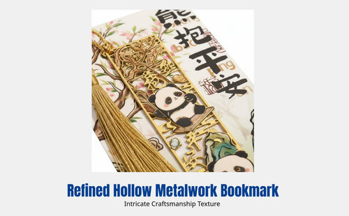 Metal Panda Bookmark, Chinese Style, Hollow Craft, Tassel, Graduation Gift, Custom Keepsake