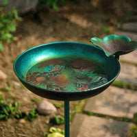 Pedestal Bird Bath Decorative Bird Bath with Flower Accent Birdbath Weather-Resistant Garden Decor Weatherproof for Gardeners