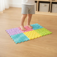 6 Pieces Sensory Foot Silicone Interlocking Sensory Tiles Modular Textured Floor Tiles for Classroom