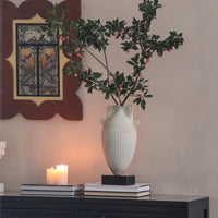 Classical Urn with Base Tall Faux Jade Vase Textured Resin Vase with Handles for Simplicity Lovers, Living Room