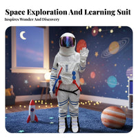 Performance Prop Astronaut Costume Eye-Catching Design Full Body Astronaut Suit Mascot Design Spacesuit Costume Embroidered Patches for Children, Performers, Stage Performances, Promotional Events, Themed Parties, Halloween