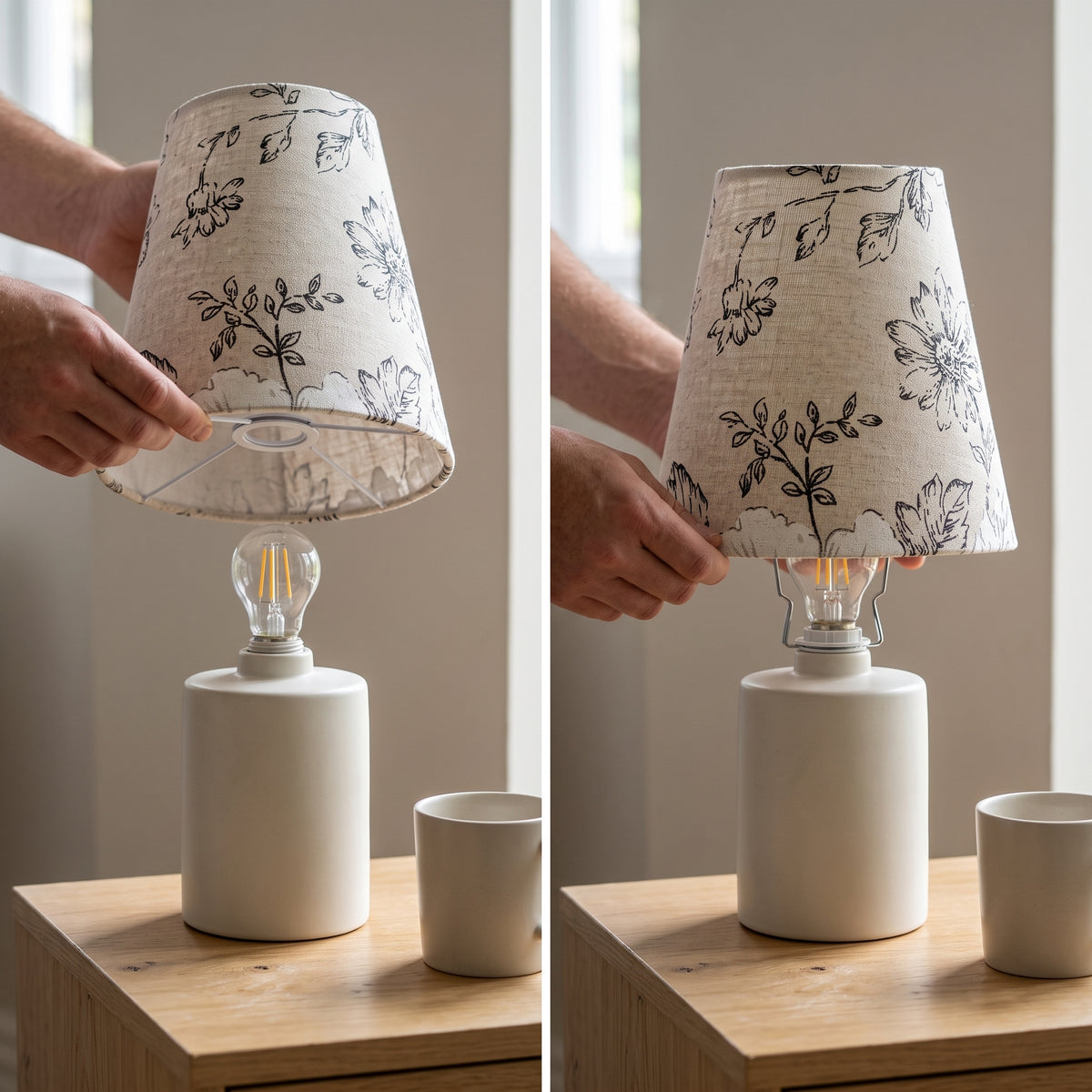 Fabric Lampshade for Table and Floor Lamps, Linen E27 Replacement Shade, Vintage Style DIY Accessory