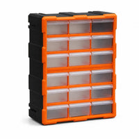 Removable Divider Clear Plastic Drawer Organizer Pull-out Drawers 18-Drawer Cabinet Black Frame Small Parts Organizer Compact