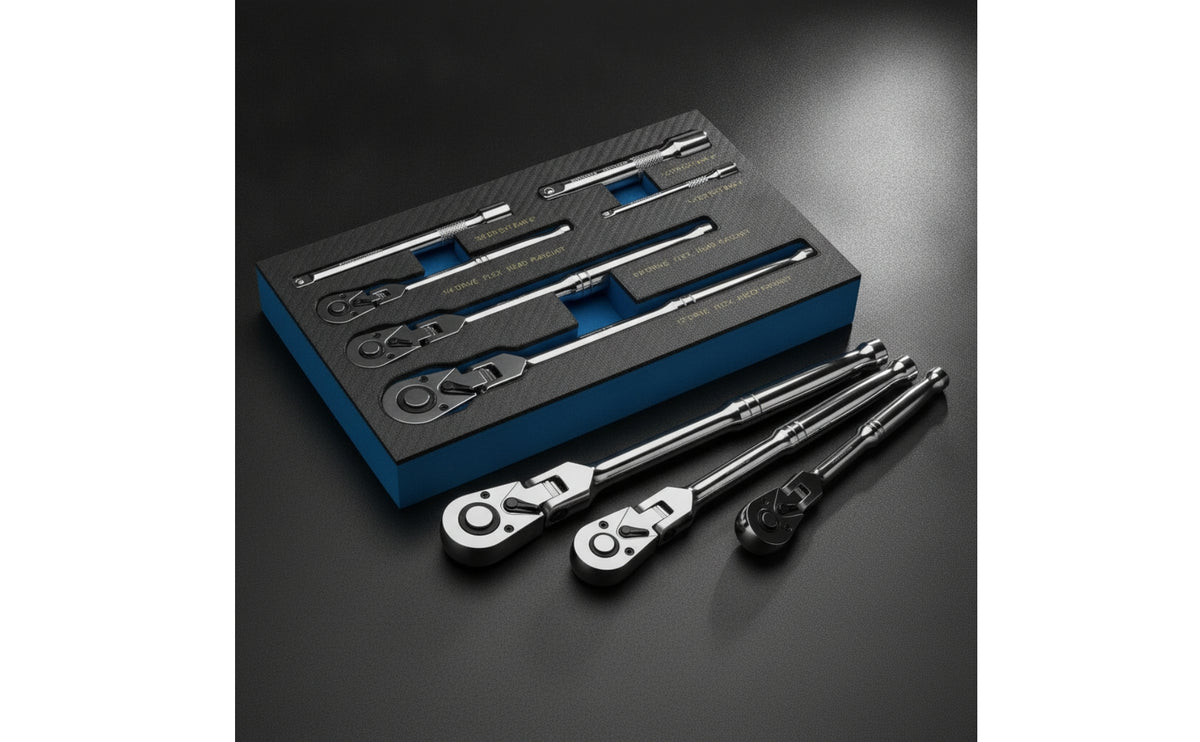 6 Pieces Articulating Head Ratchet | fast-release, Reversible, articulating head Ratchet Set, for Tight areas
