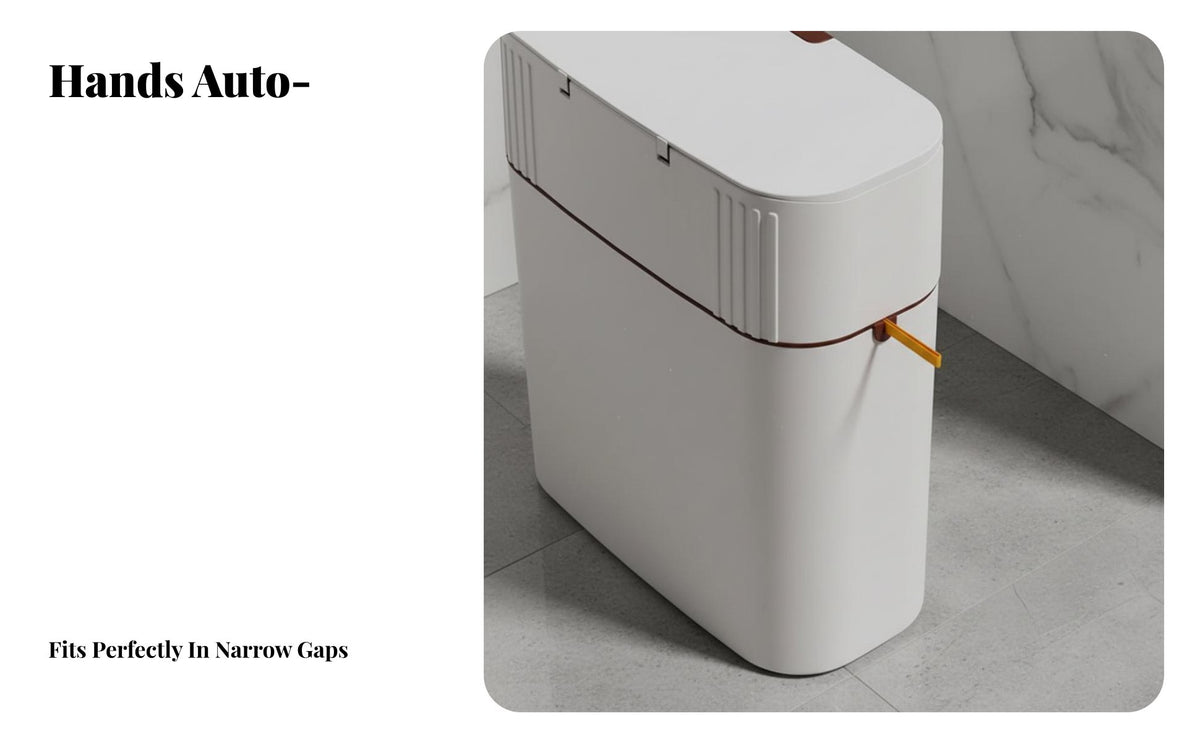 Drawstring Automatic-Sealing Trash Can Large Capacity Wall Mounted Garbage Bin Slim Lidded Trash Can Water Resistant Push Button