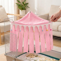 Removable Cover Bunny Hideaway with Fringe, Rat Accessories for Cage, Crystal Velvet Corner Shelter for Hamsters and Guinea Pigs